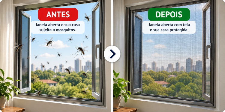 Antes e Depois da Tela Mosquiteiro Antes e Depois da Tela Mosquiteiro